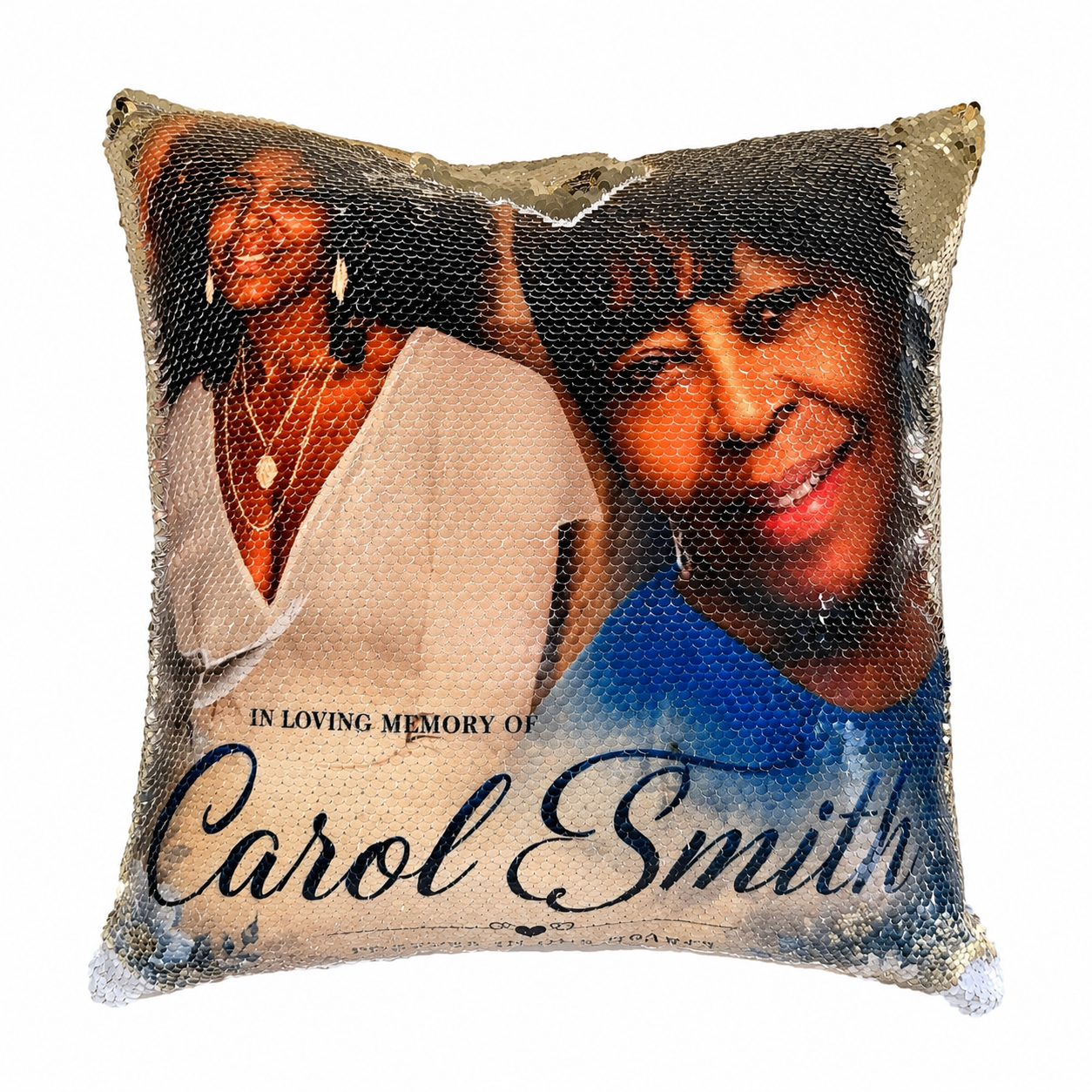 Customized Sequin Pillow (Gold)