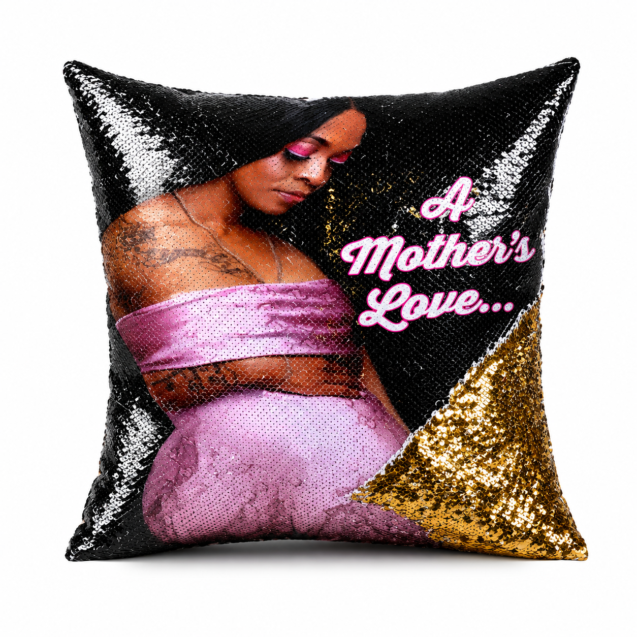 Customized Sequin Pillow (Gold)